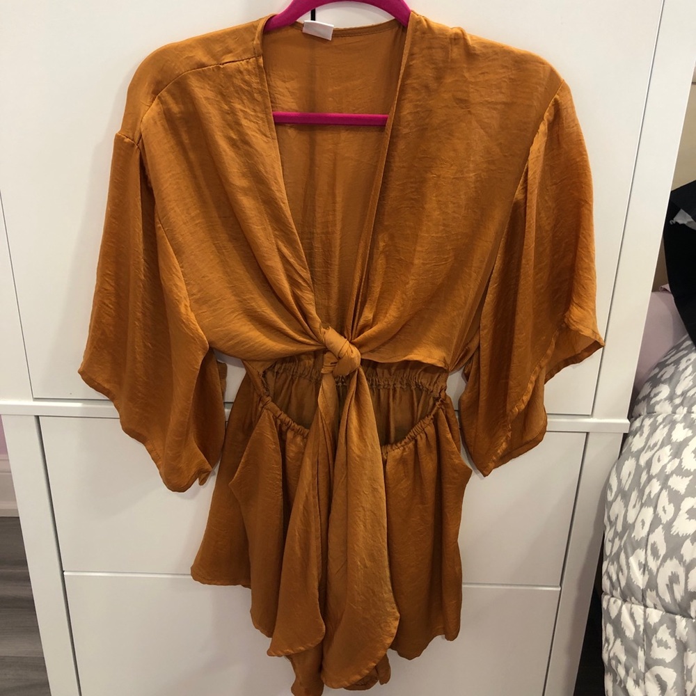 Copper silk romper
